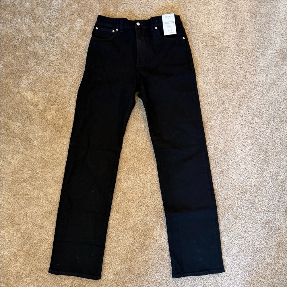 NWT Madewell Tall Longline Straight Jean in Black